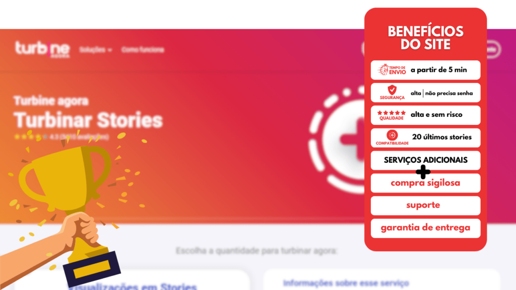 tela de site para comprar visualizações stories com tabela de benefícios